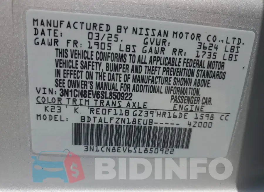 3N1CN8EV6SL850922 Photo# 12