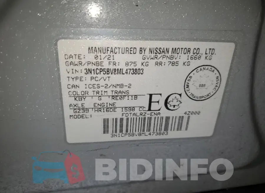 3N1CP5BV8ML473803 Photo# 14