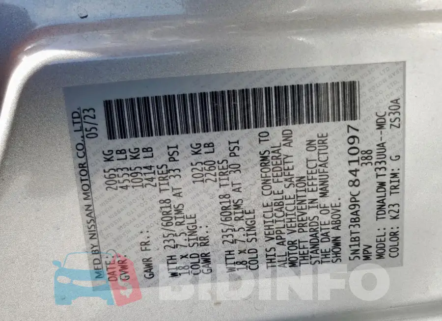 5N1BT3BA9PC841097 Photo# 13