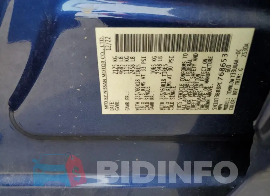 5N1BT3BB8PC768653 Photo# 13