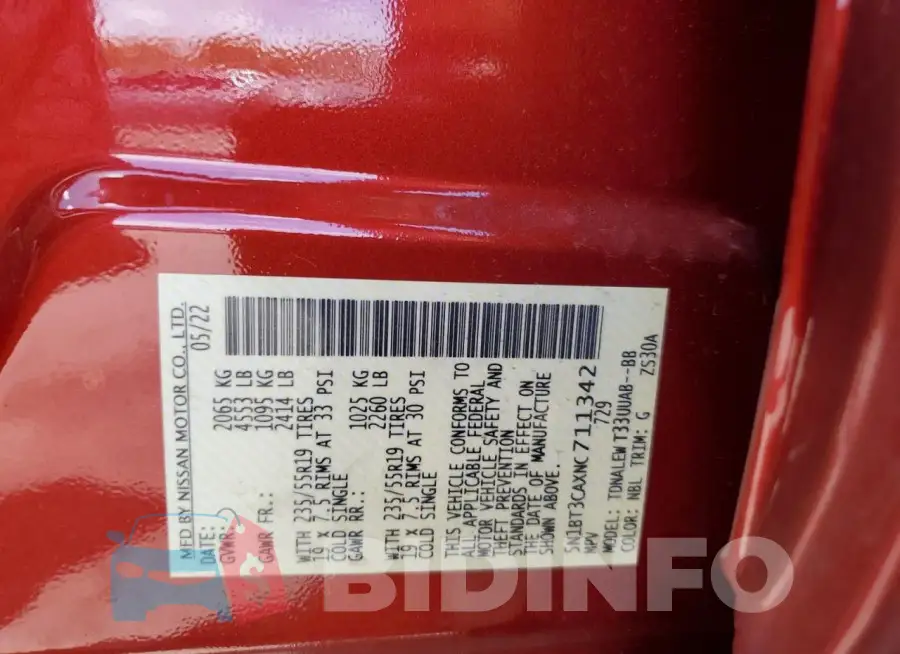 5N1BT3CAXNC711342 Photo# 13