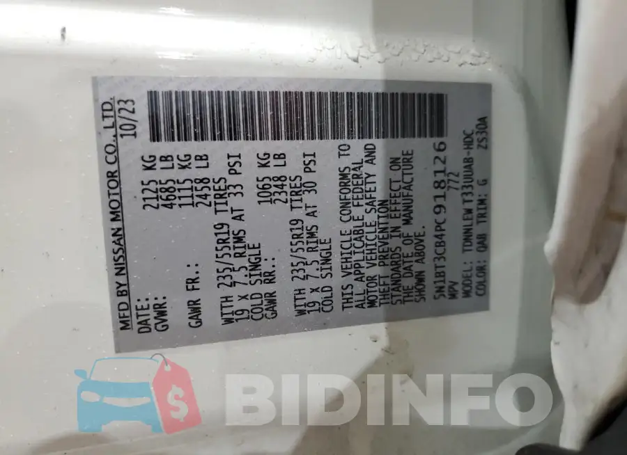 5N1BT3CB4PC918126 Photo# 14