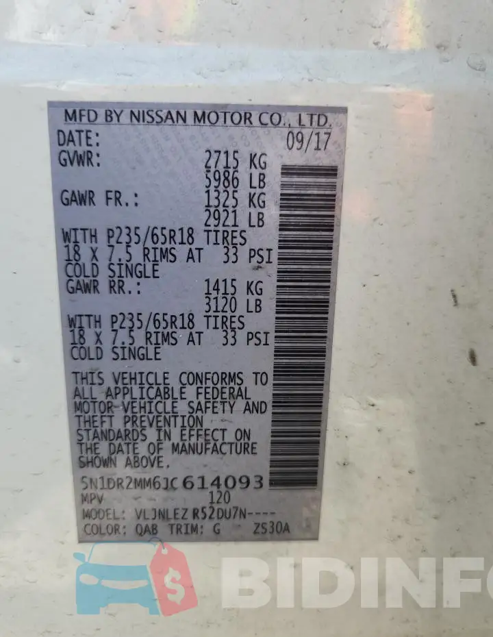 5N1DR2MM6JC614093 Photo# 13