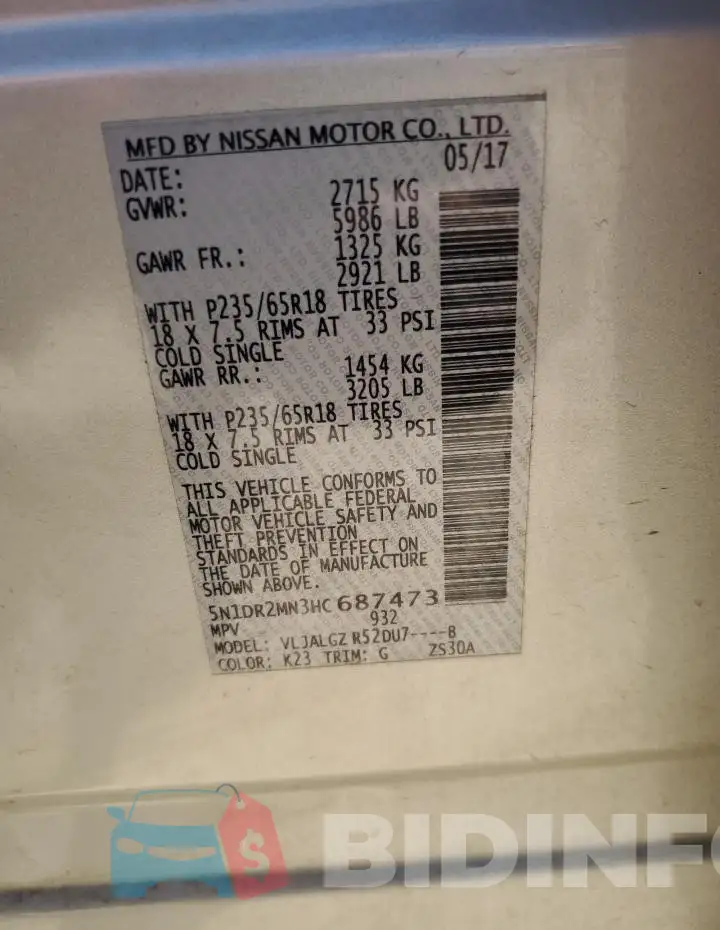 5N1DR2MN3HC687473 Photo# 13