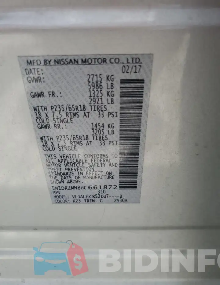 5N1DR2MN8HC661872 Photo# 13