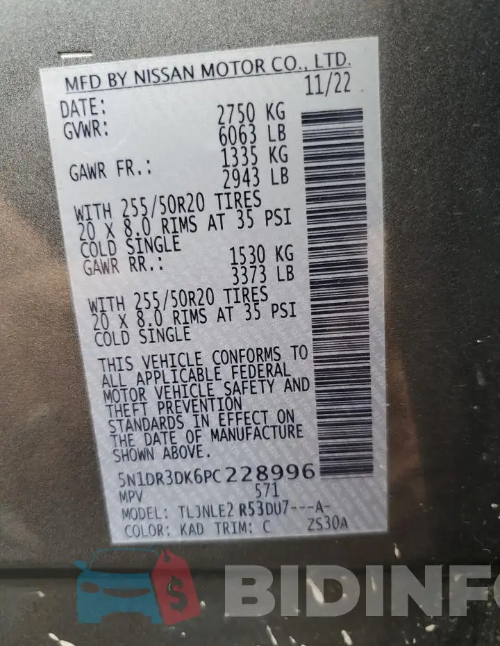 5N1DR3DK6PC228996 Photo# 13