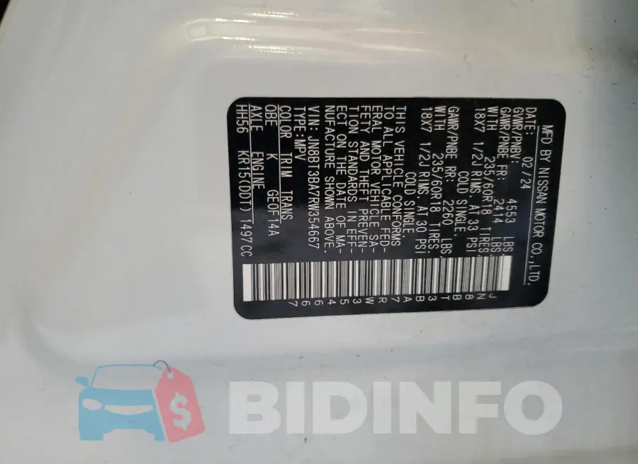 JN8BT3BA7RW354667 Photo# 14