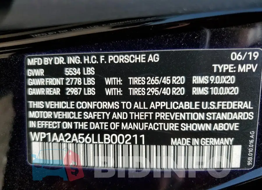 WP1AA2A56LLB00211 Photo# 13