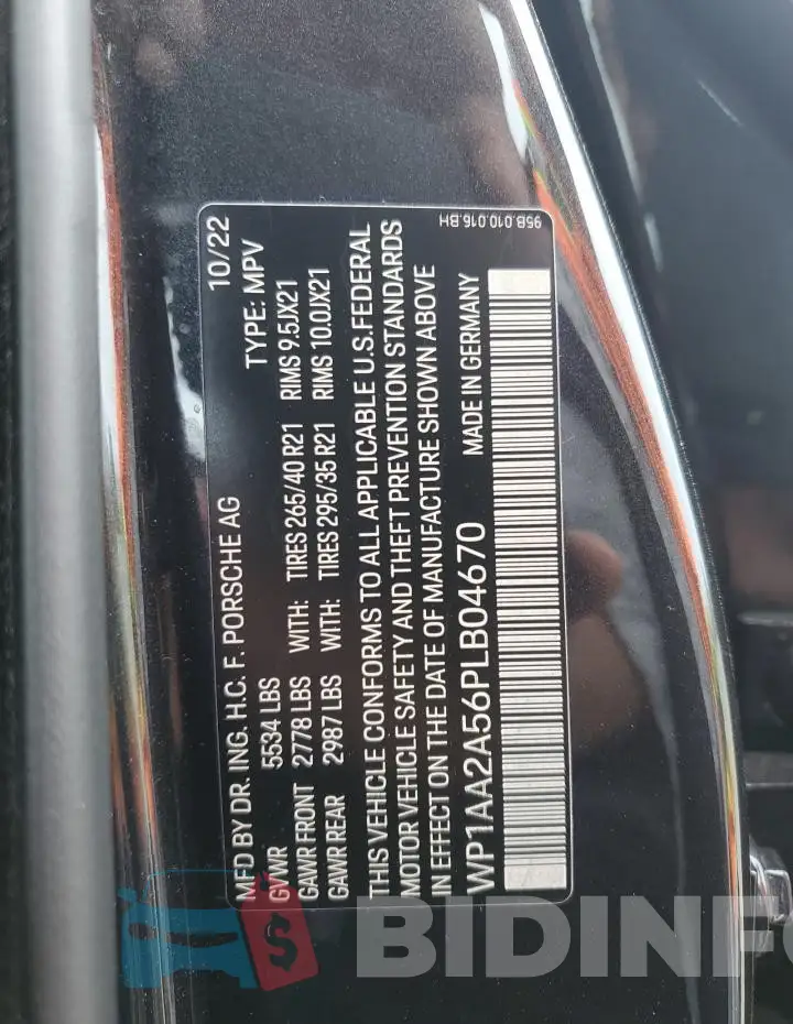 WP1AA2A56PLB04670 Photo# 14