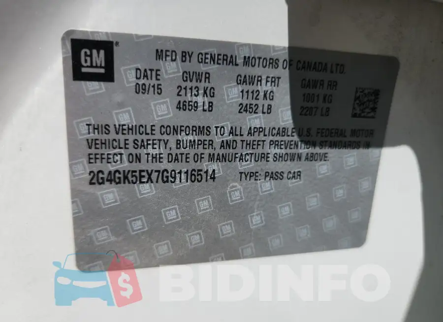 2G4GK5EX7G9116514 Photo# 12