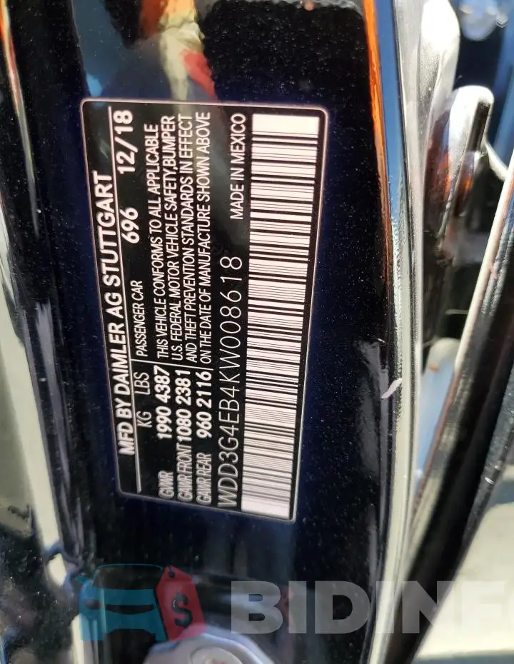 WDD3G4EB4KW008618 Photo# 13