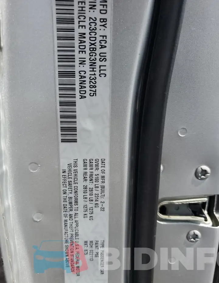 2C3CDXBG3NH132875 Photo# 12