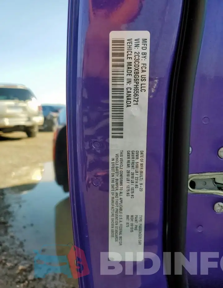2C3CDXBG6PH656721 Photo# 13