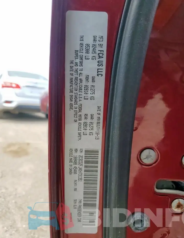 2C3CDZFJXKH731351 Photo# 13