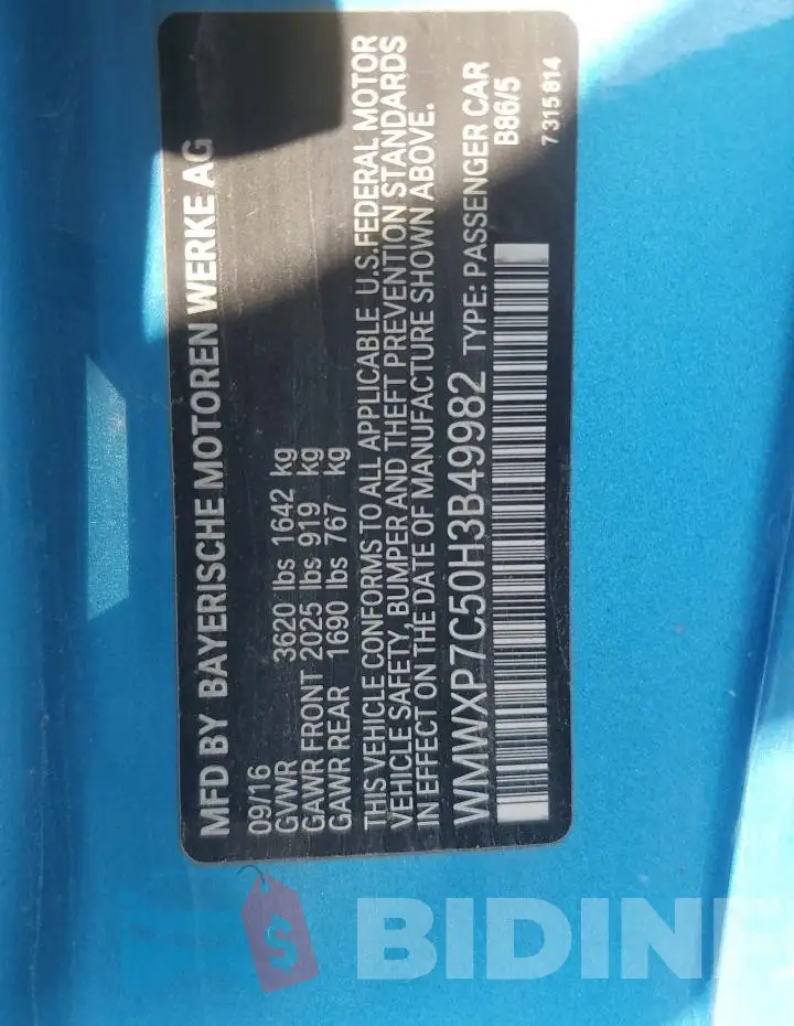 WMWXP7C50H3B49982 Photo# 12