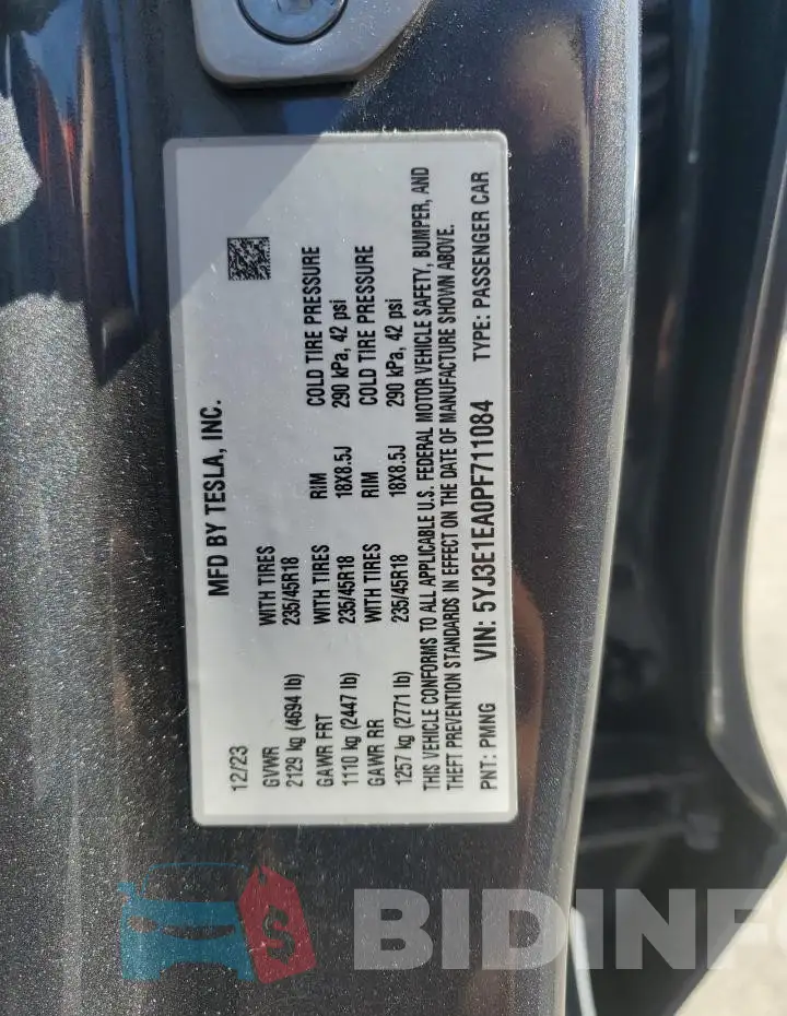 5YJ3E1EA0PF711084 Photo# 13