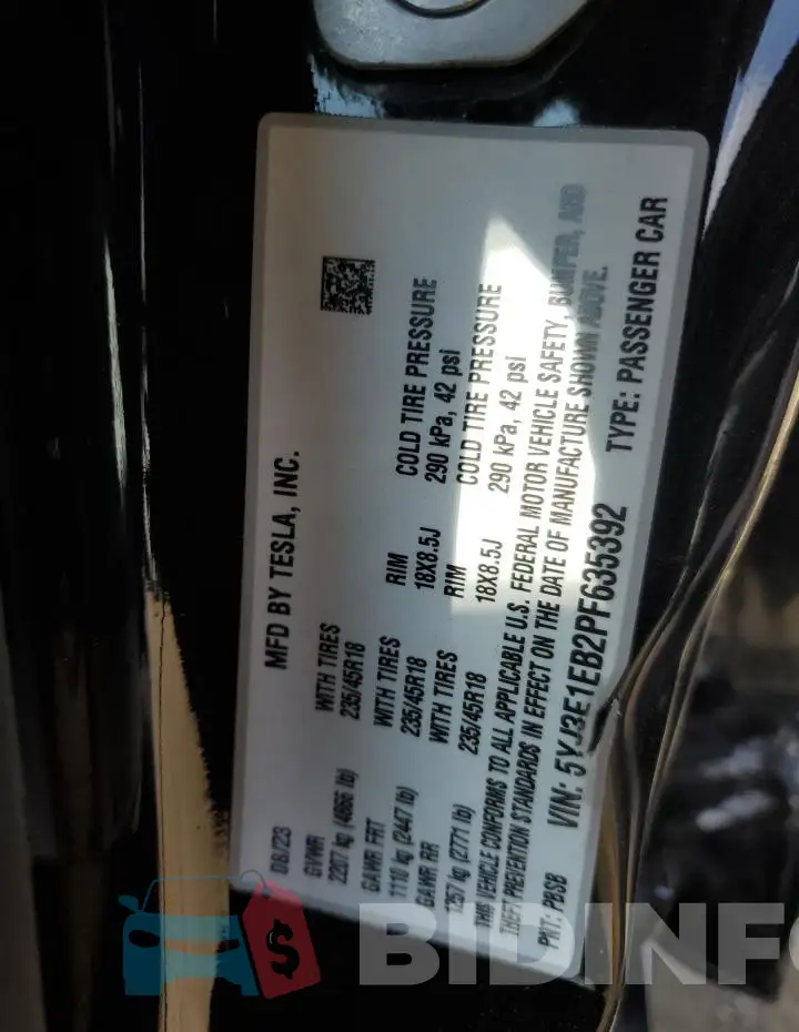 5YJ3E1EB2PF635392 Photo# 13