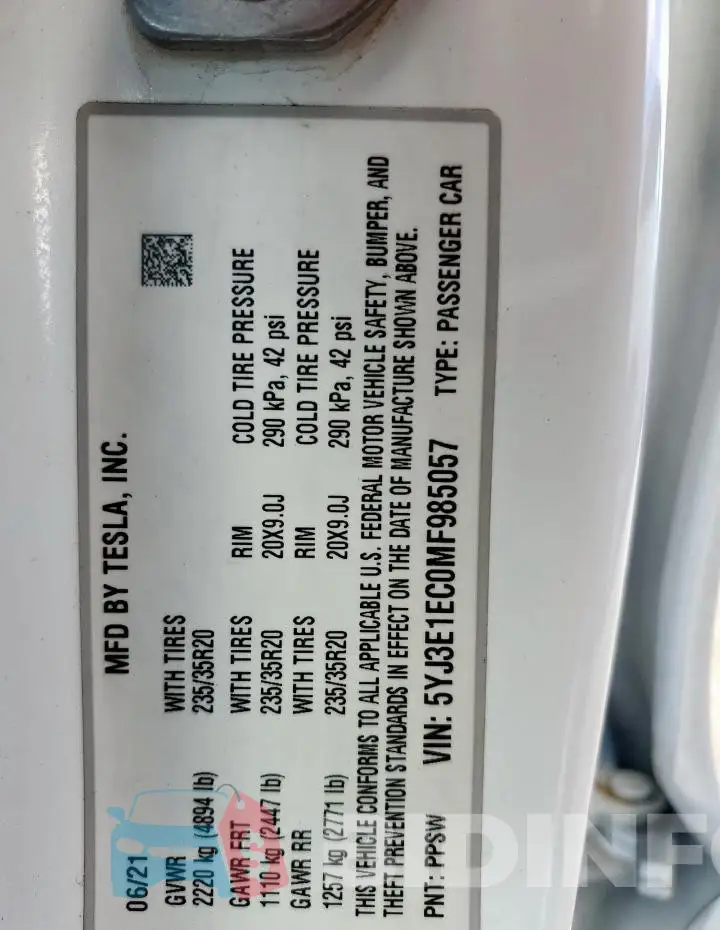 5YJ3E1EC0MF985057 Photo# 12