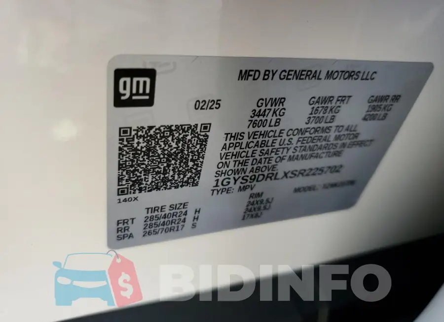 1GYS9DRLXSR225702 Photo# 13