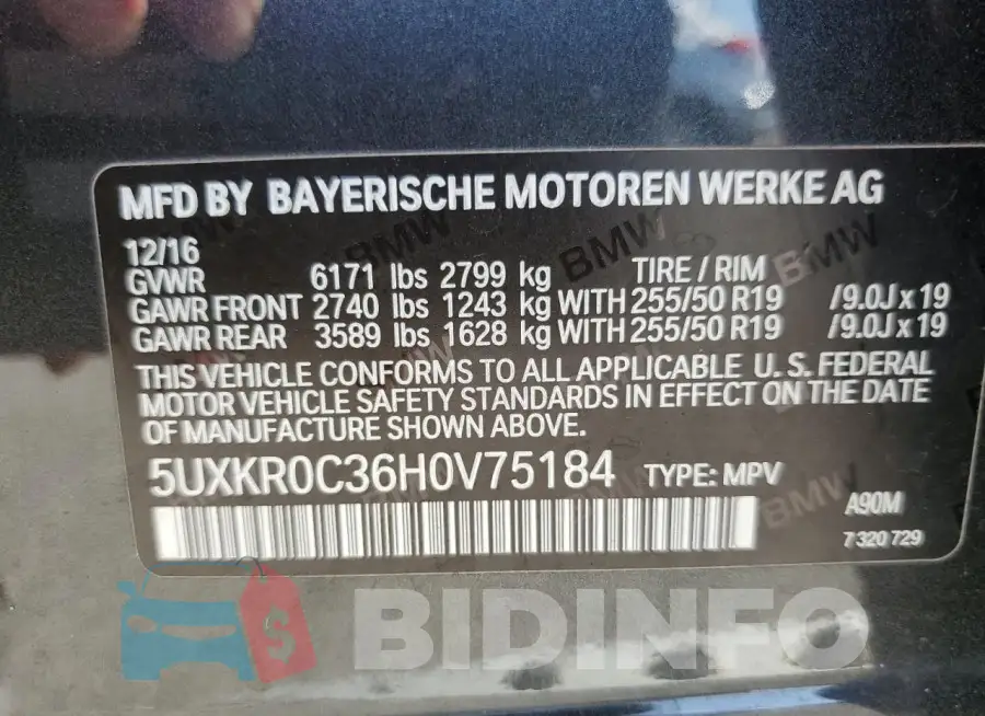5UXKR0C36H0V75184 Photo# 14