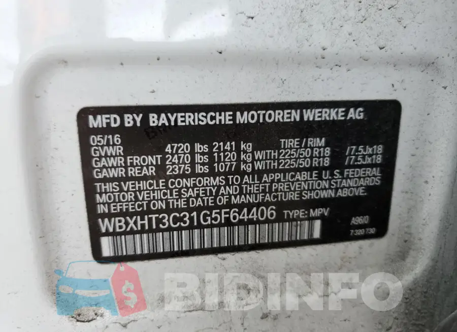 WBXHT3C31G5F64406 Photo# 13