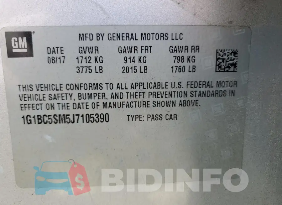 1G1BC5SM5J7105390 Photo# 12
