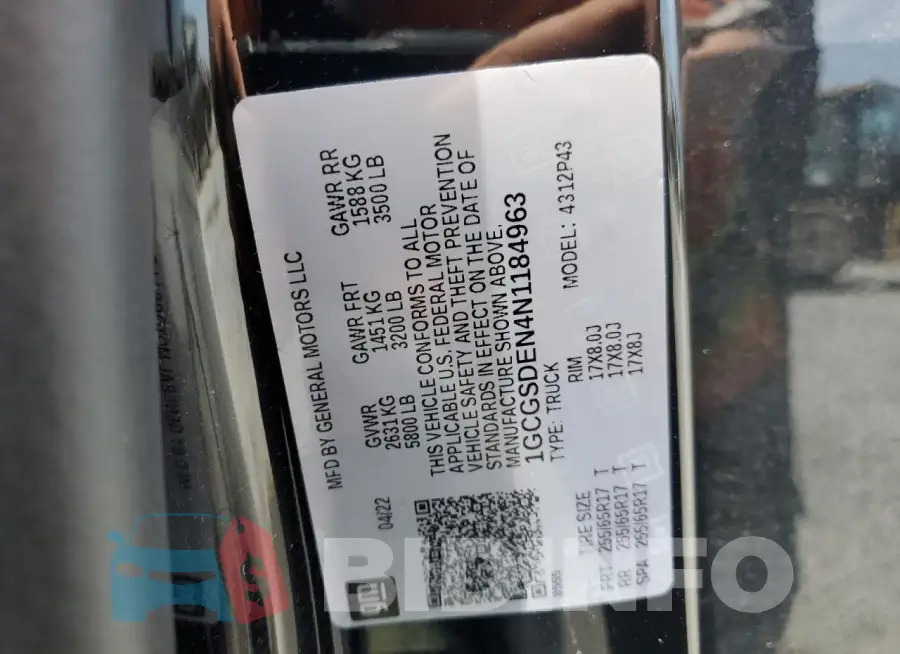 1GCGSDEN4N1184963 Photo# 12