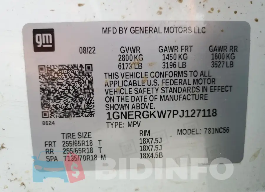1GNERGKW7PJ127118 Photo# 13