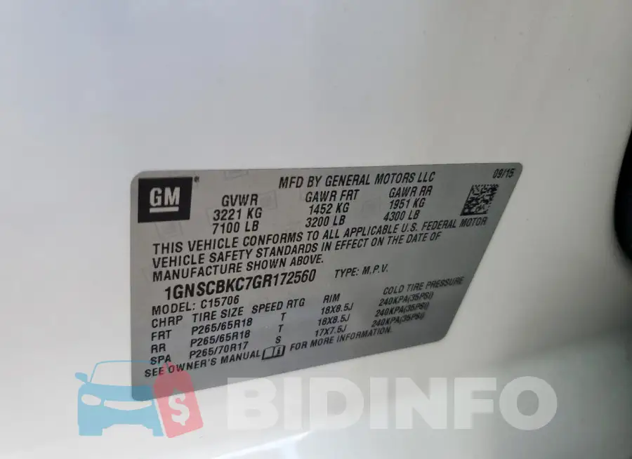 1GNSCBKC7GR172560 Photo# 13
