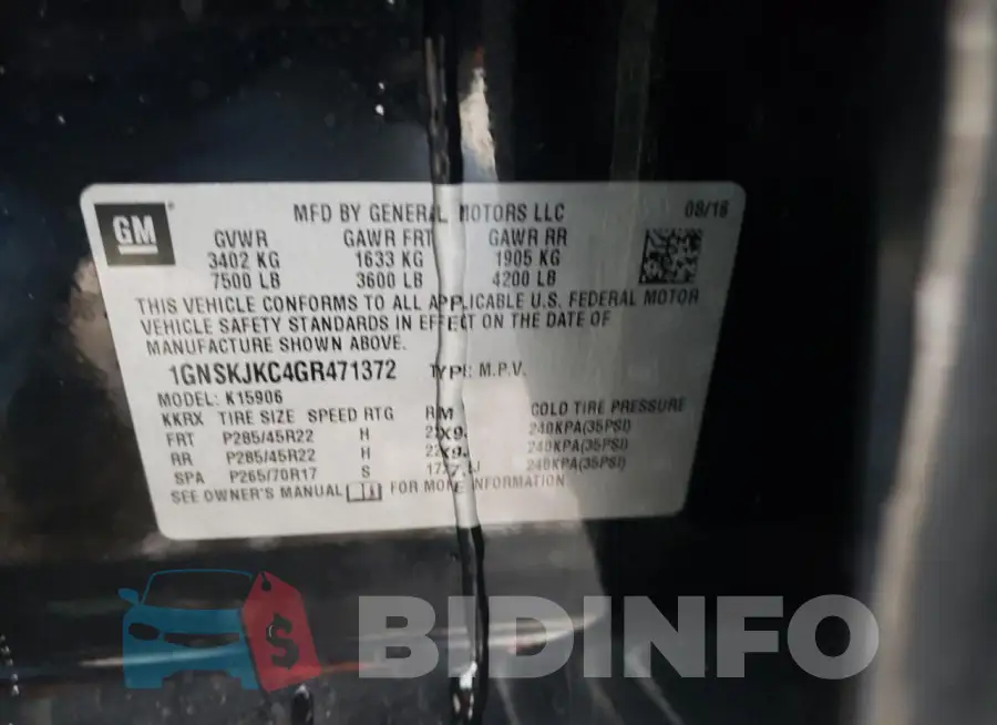 1GNSKJKC4GR471372 Photo# 12
