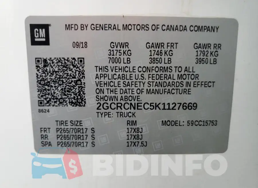 2GCRCNEC5K1127669 Photo# 14