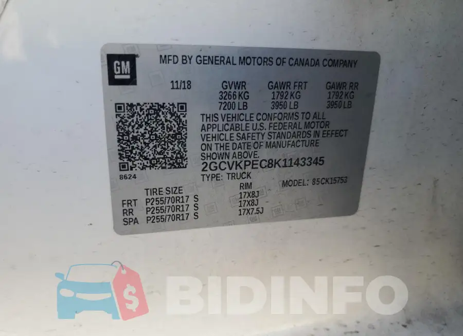 2GCVKPEC8K1143345 Photo# 13