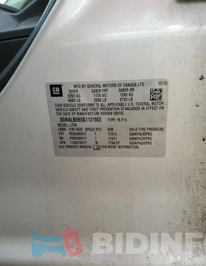 2GNALBEK5G1121663 Photo# 12