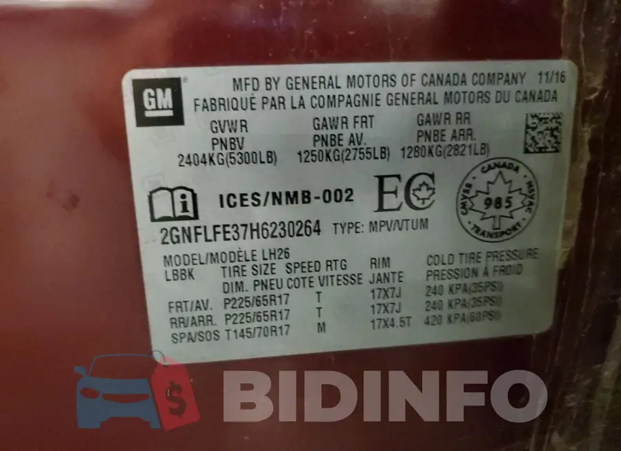 2GNFLFE37H6230264 Photo# 13