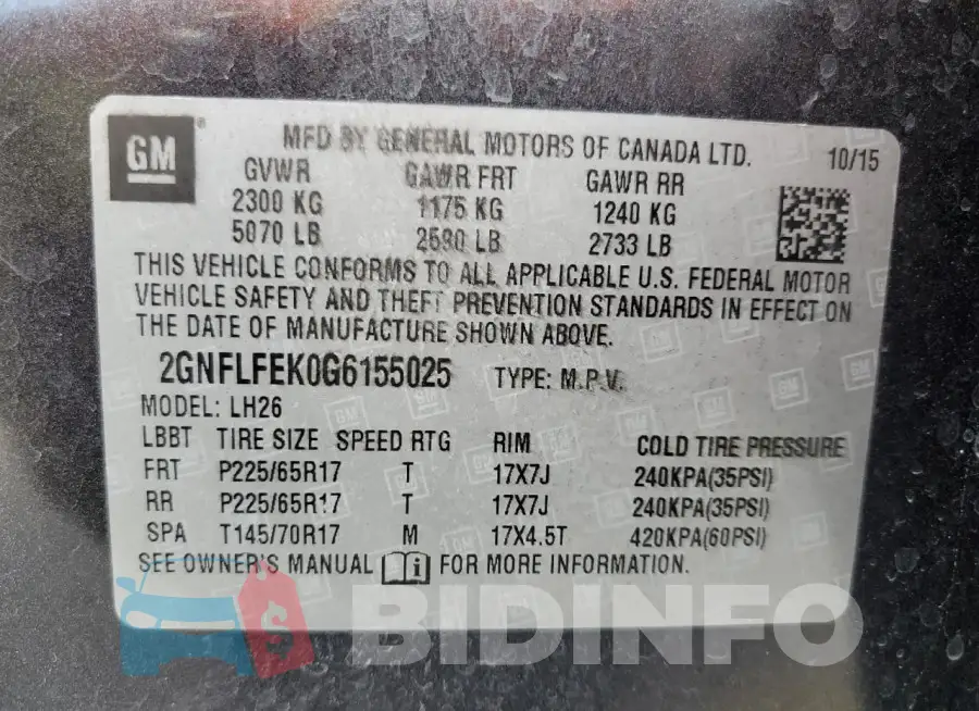 2GNFLFEK0G6155025 Photo# 13