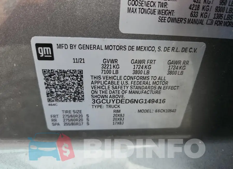 3GCUYDED6NG149416 Photo# 12