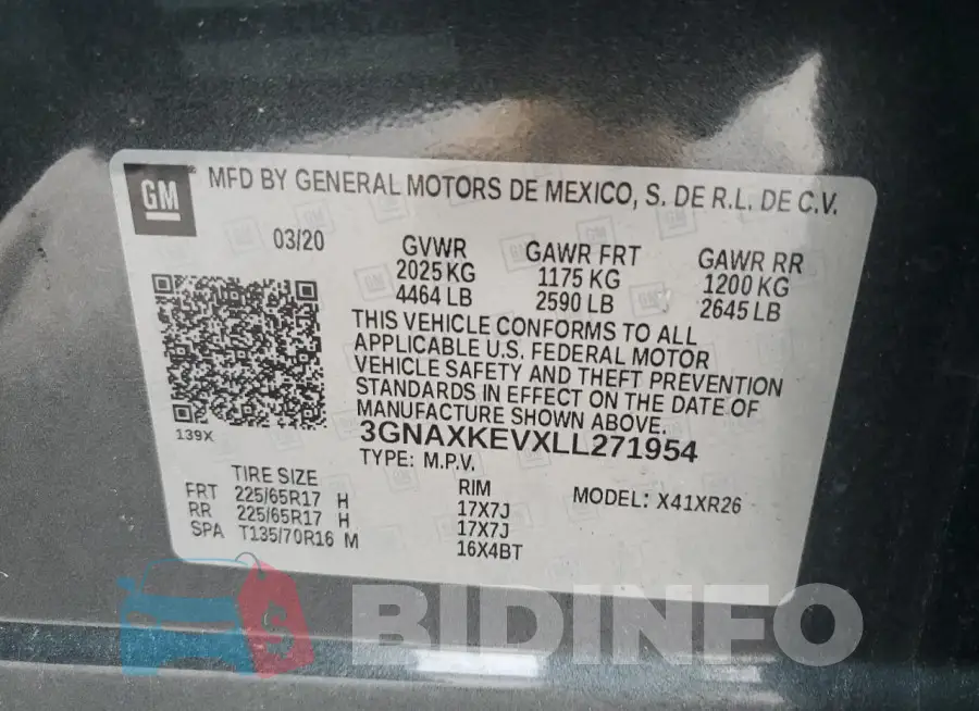3GNAXKEVXLL271954 Photo# 13