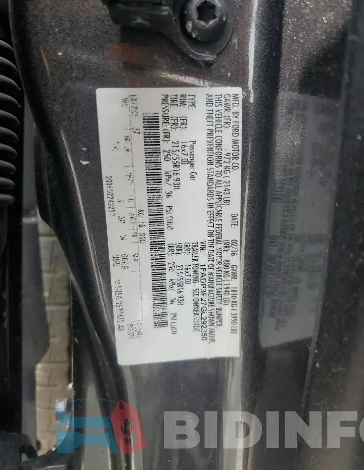 1FADP3F27GL292350 Photo# 12