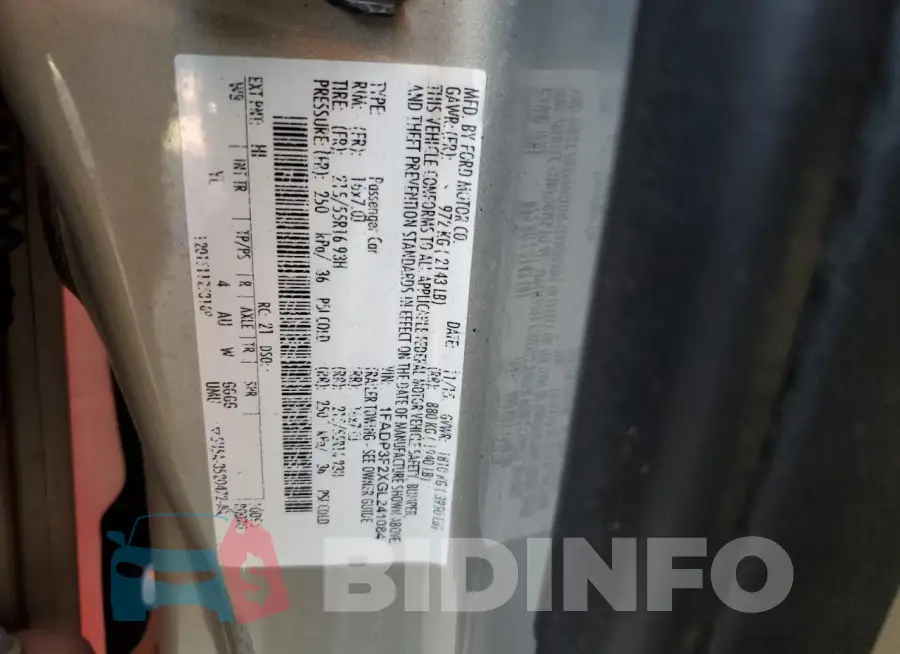 1FADP3F2XGL241084 Photo# 13