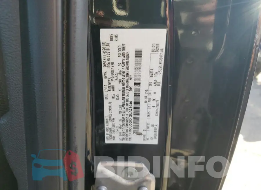 1FMCU0GX4GUA28046 Photo# 12