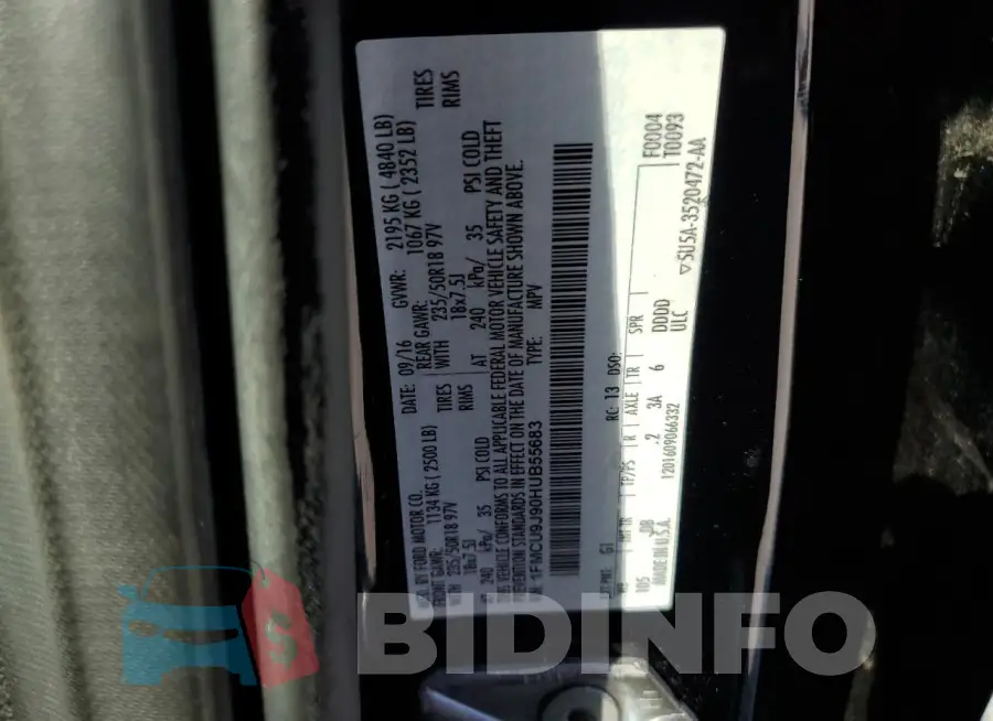 1FMCU9J90HUB55683 Photo# 14