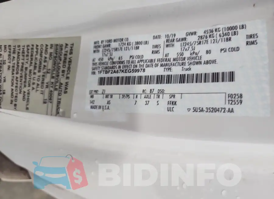 1FTBF2A67KEG59978 Photo# 12