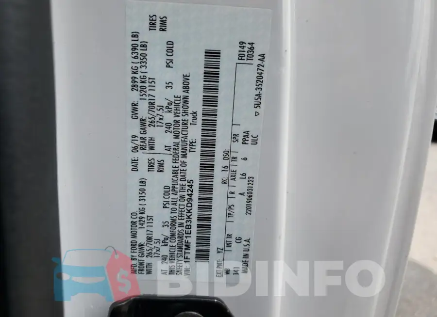 1FTMF1EB3KKD94245 Photo# 13