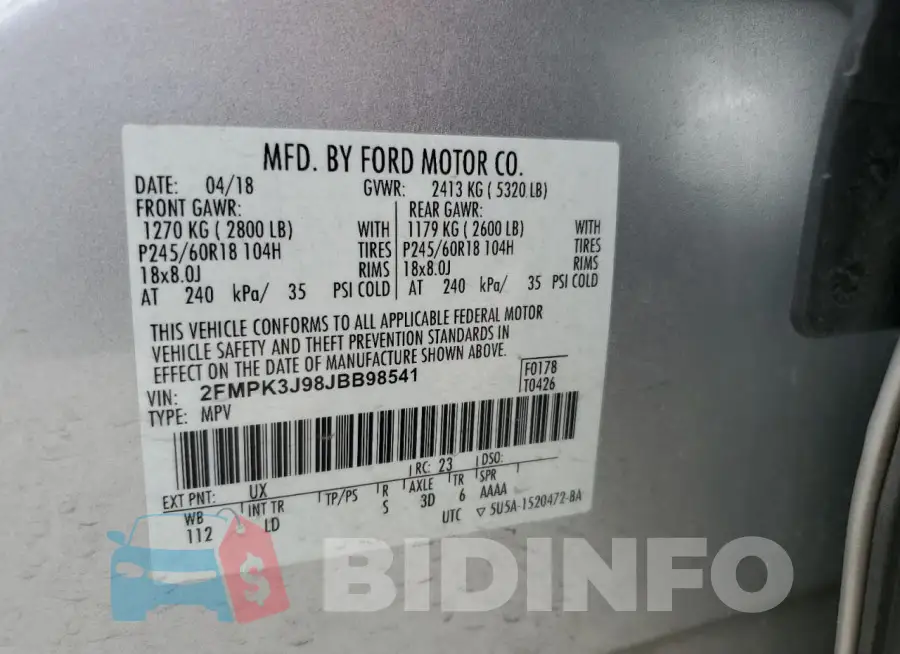 2FMPK3J98JBB98541 Photo# 13