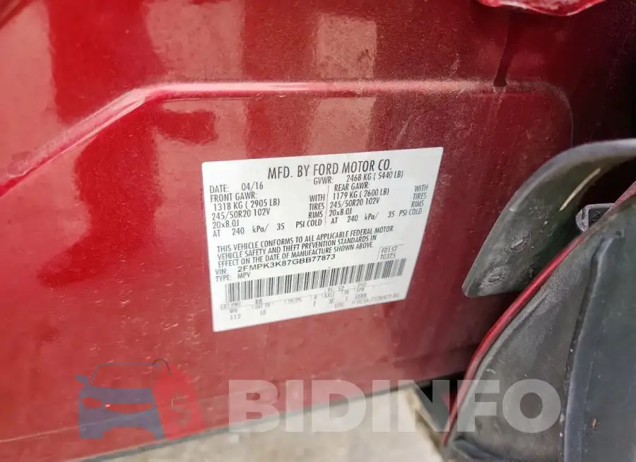 2FMPK3K87GBB77873 Photo# 14