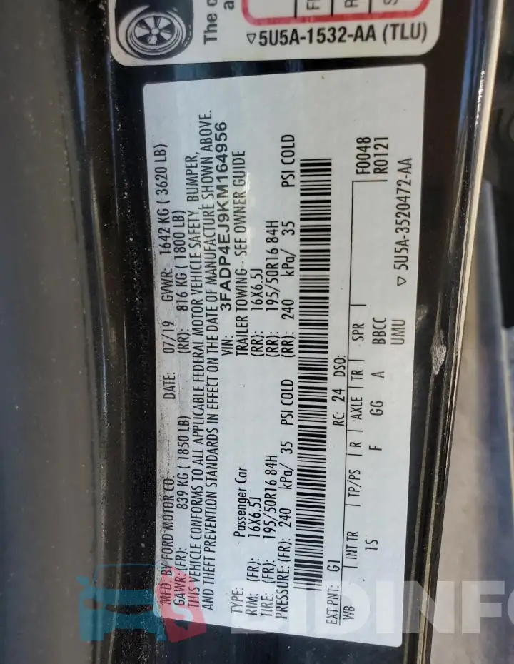 3FADP4EJ9KM164956 Photo# 12