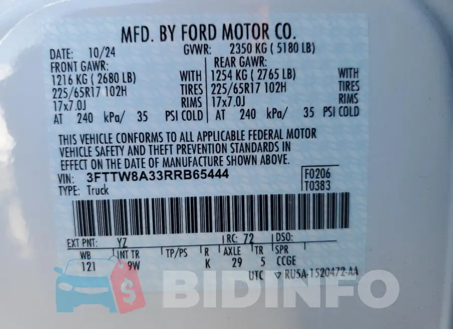 3FTTW8A33RRB65444 Photo# 12