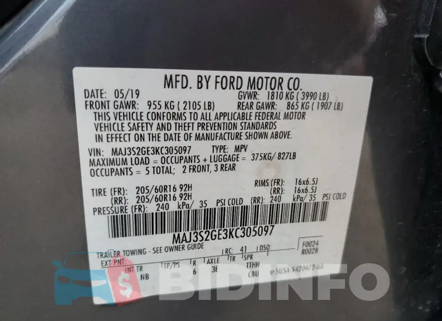 MAJ3S2GE3KC305097 Photo# 13