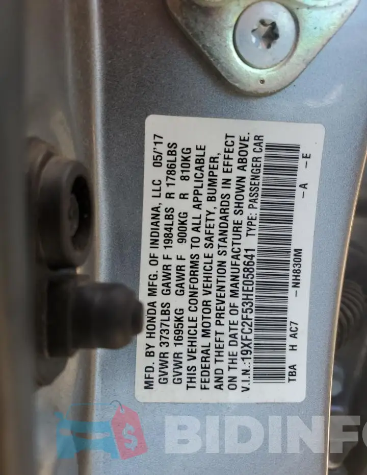 19XFC2F53HE058641 Photo# 12