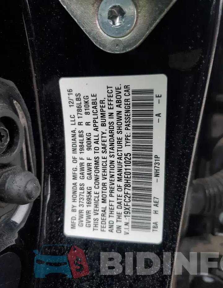 19XFC2F78HE011025 Photo# 12